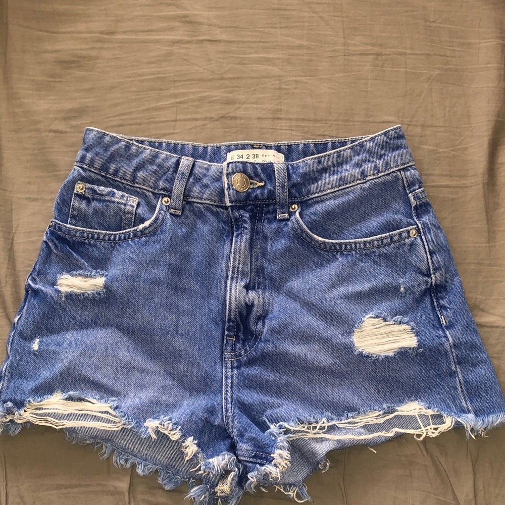 Primark Blue Distressed Jean Shorts